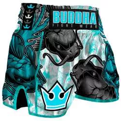 Pantaloncini da kick boxing Buddha retro koi (blu)