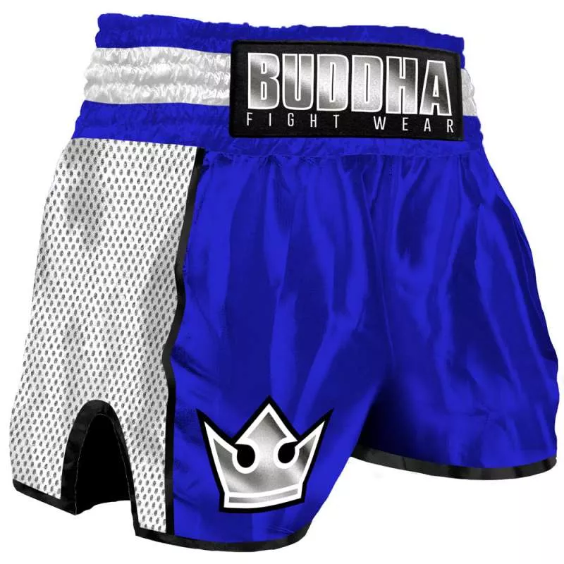 Buddha pantaloni kickboxing retro premium (blu/grigio)