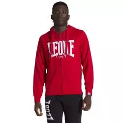 Felpa Leone con cappuccio e zip con logo grande (rosso)
